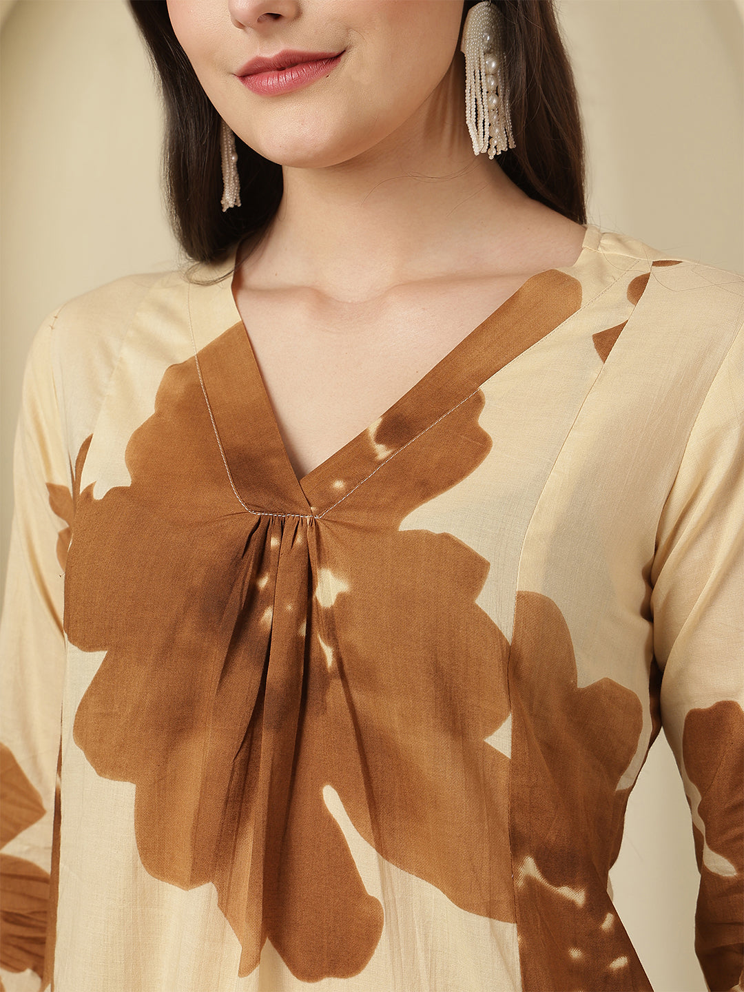 Beige Floral Printed Co-Ord Set