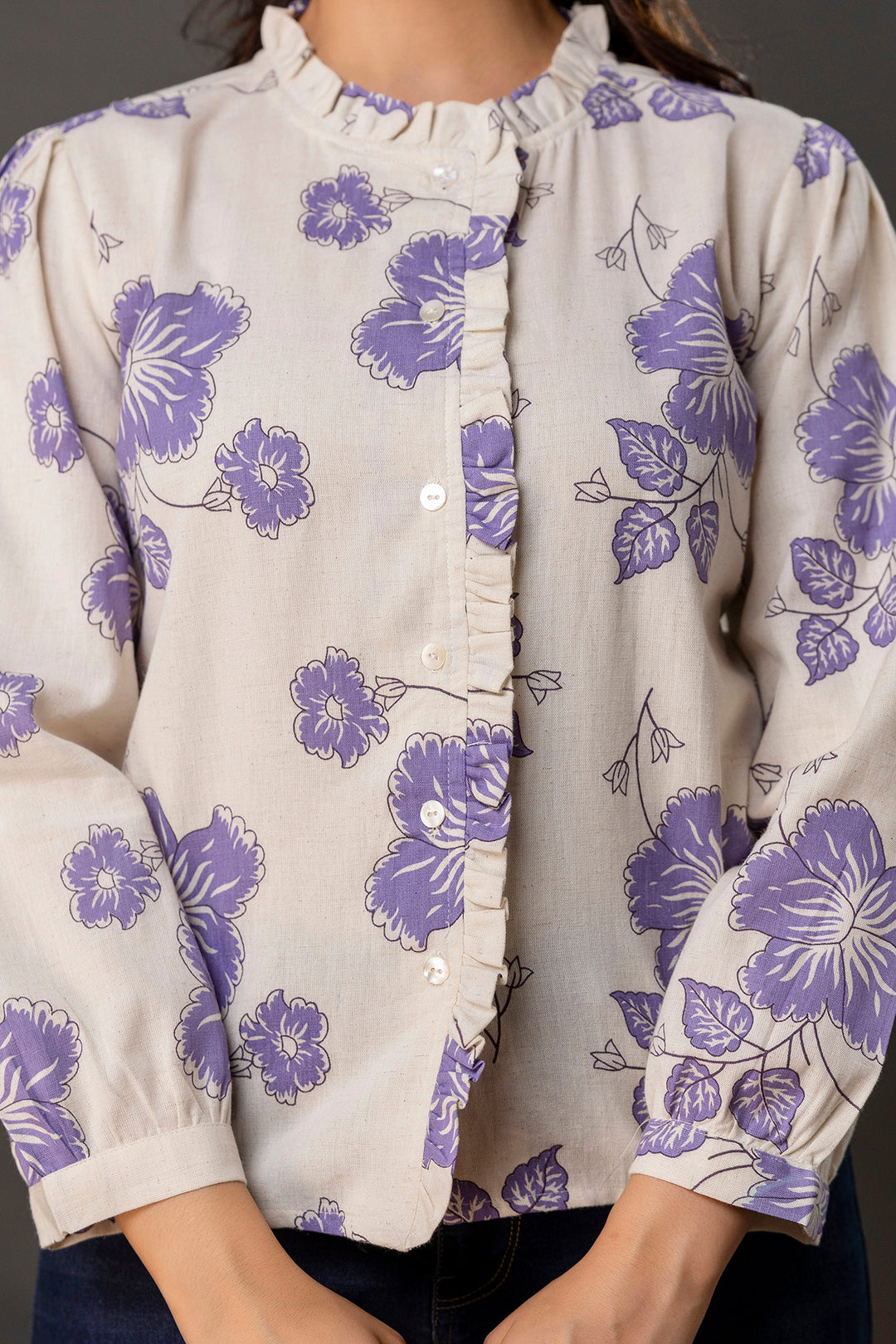 Off White Printed Top