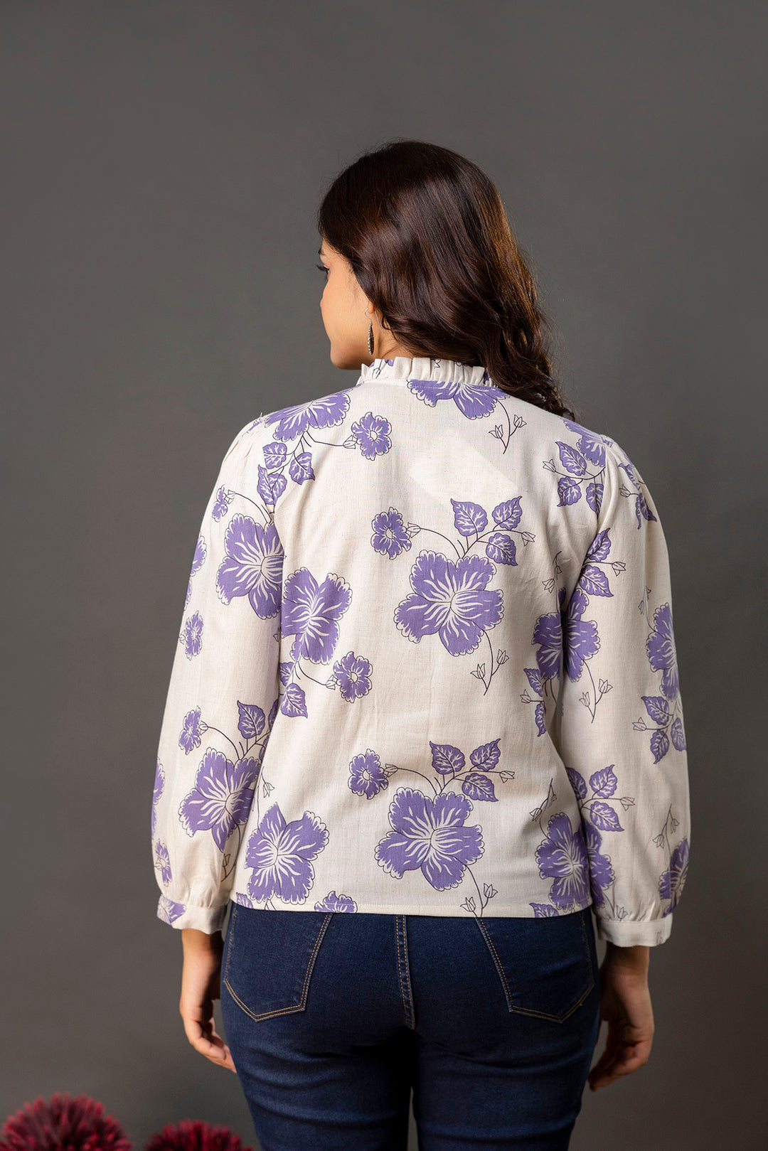 Off White Printed Top