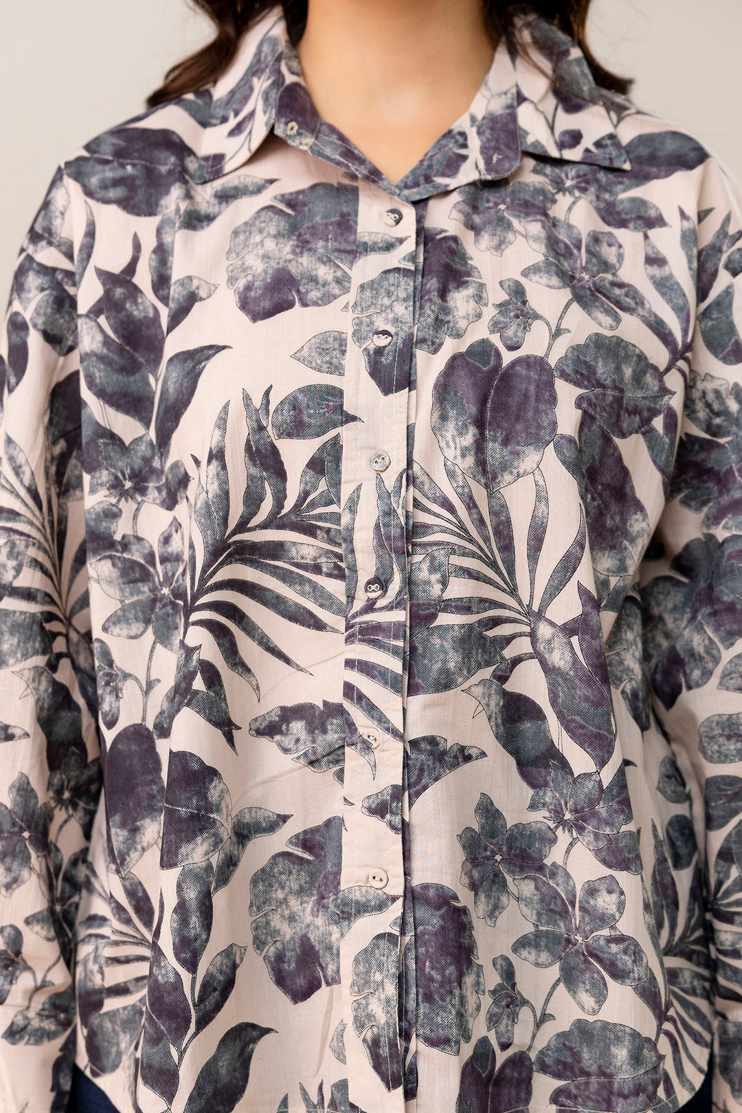 Beige Floral Printed Shirt