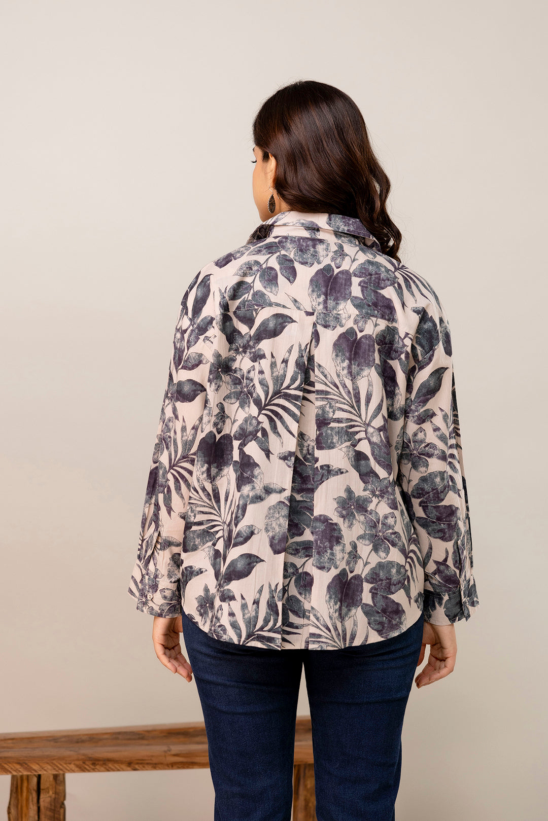 Beige Floral Printed Shirt