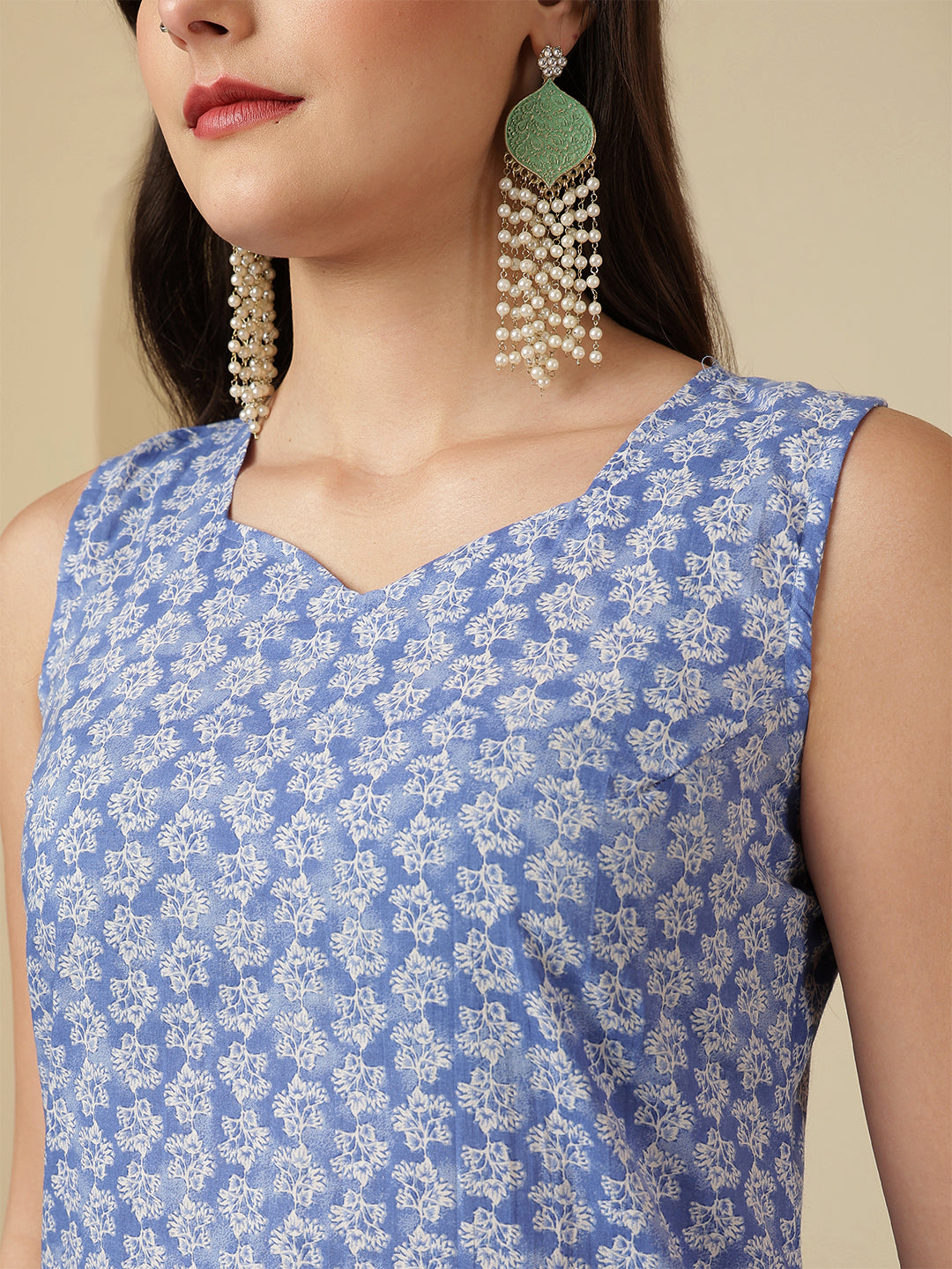 Blue Printed Kurta Set with Dupatta