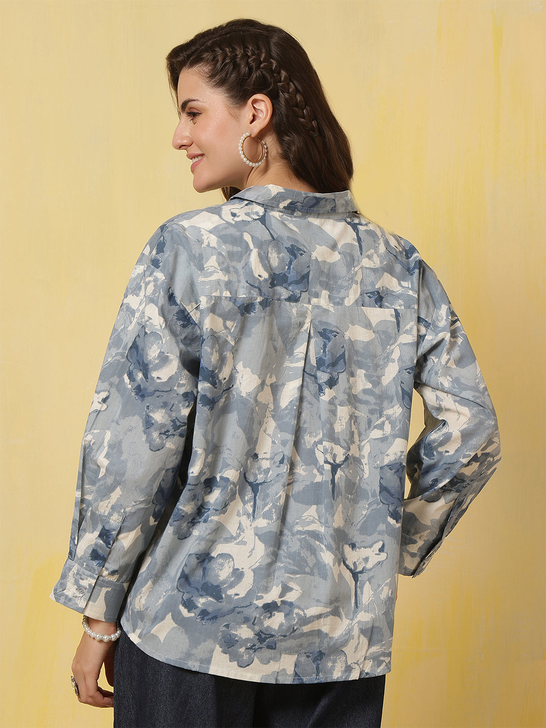 Blue & White Floral Printed Shirt