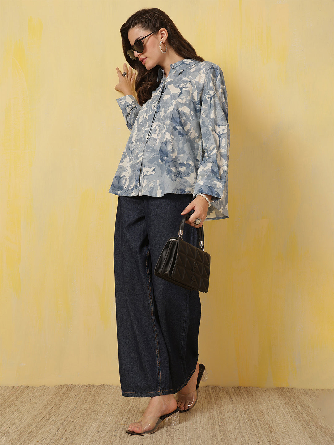 Blue & White Floral Printed Shirt