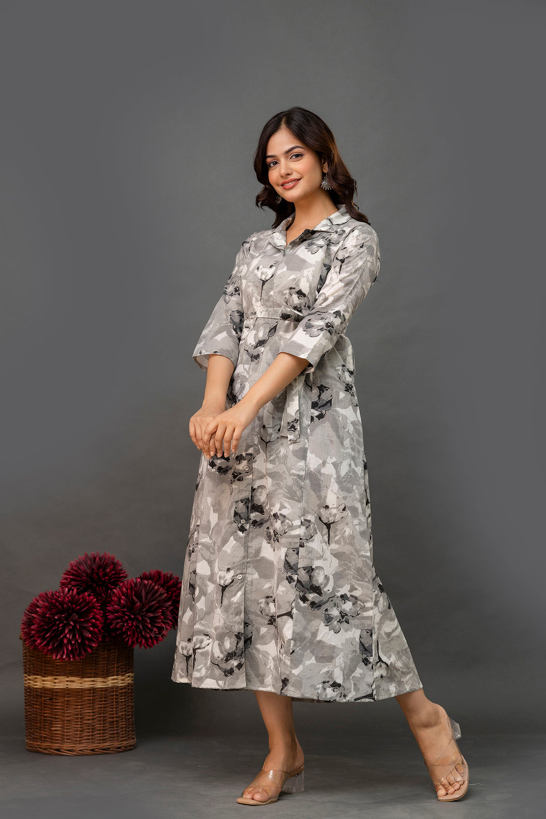 Grey Printed Dress