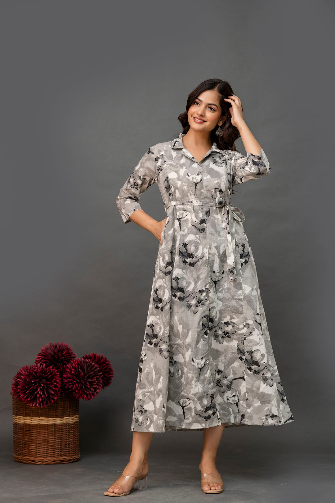 Grey Printed Dress