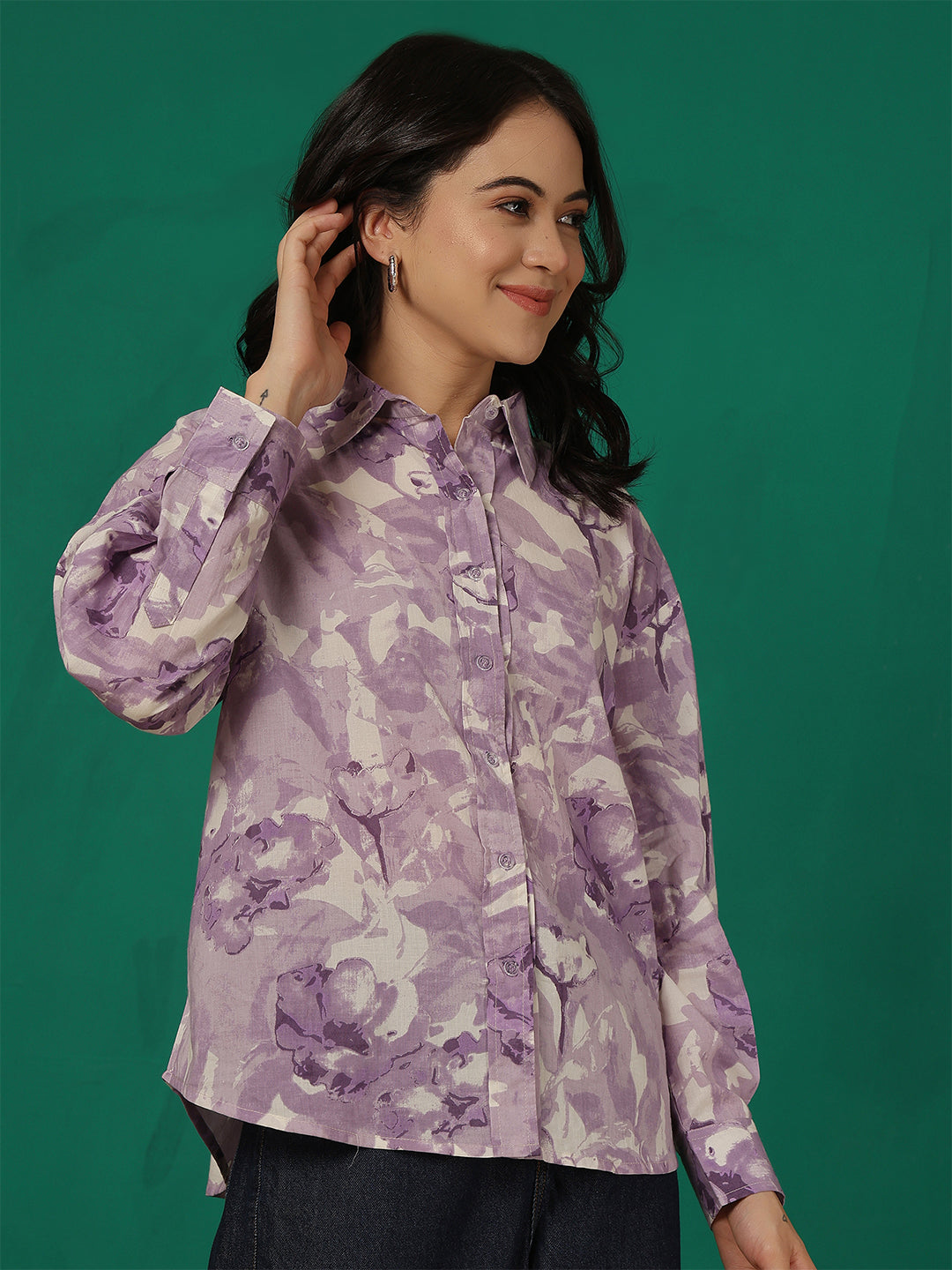 Purple Floral Printed Shirt