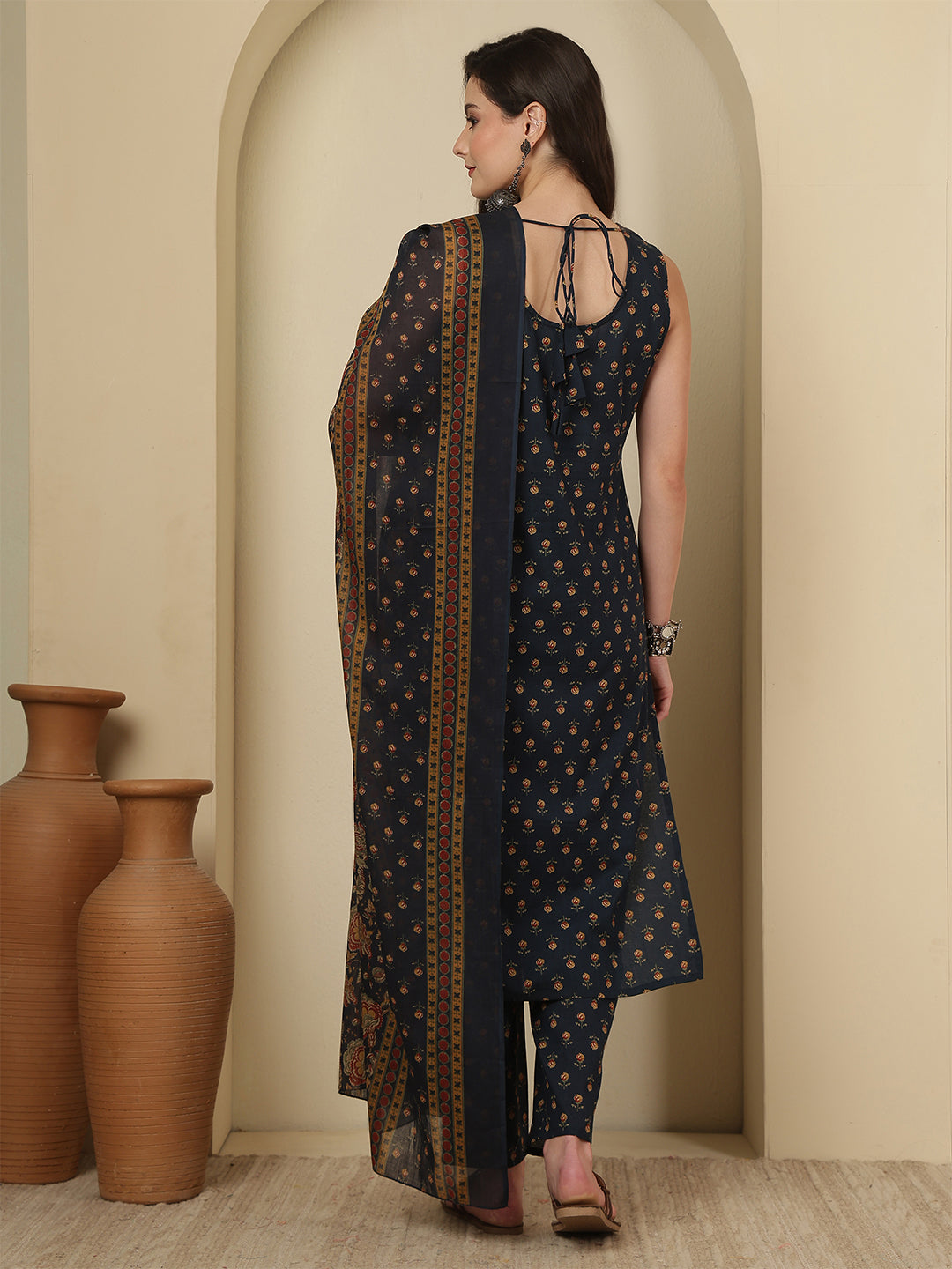 Blue Printed Kurta Set with Dupatta