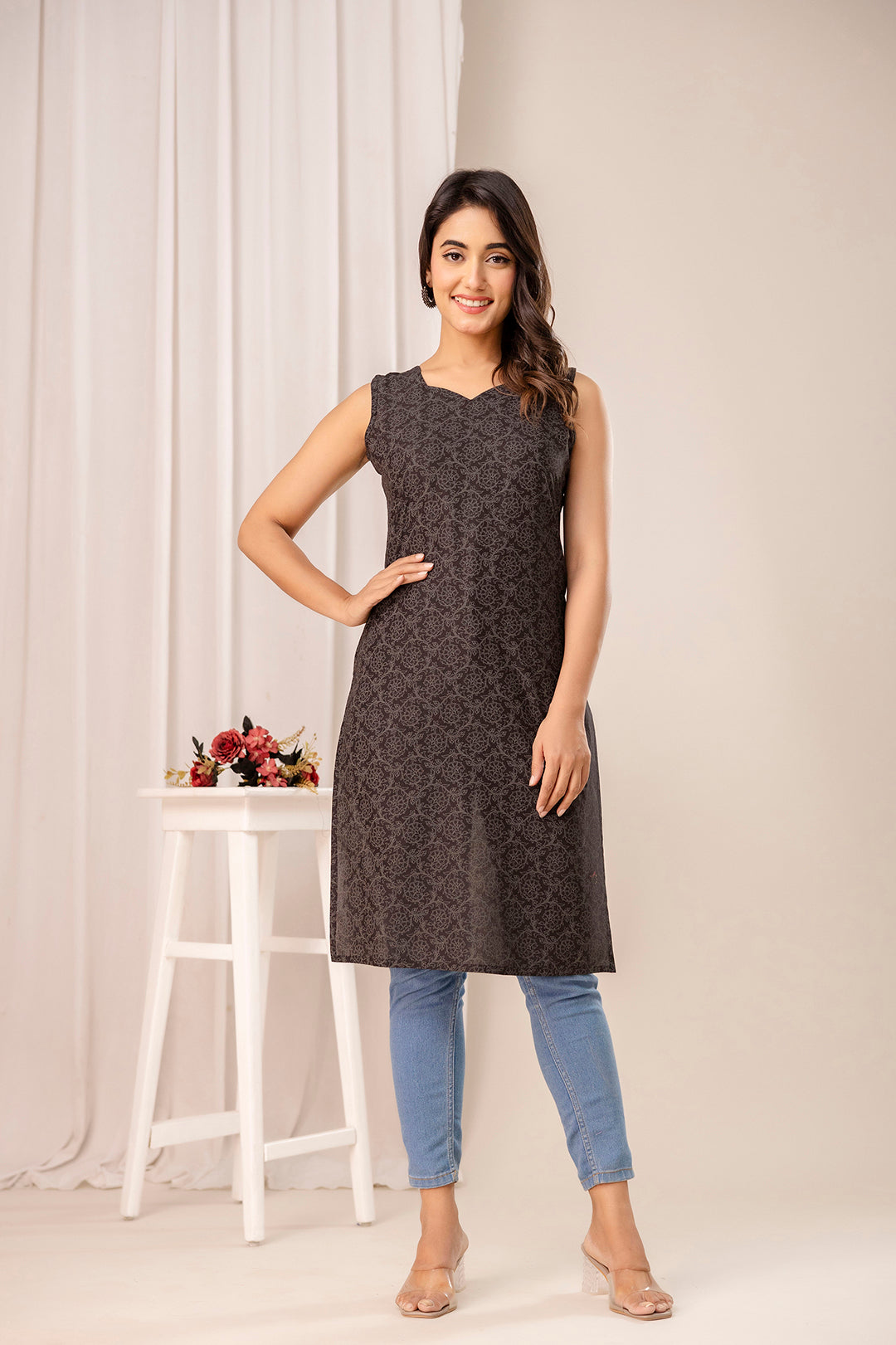 Black Printed Kurta