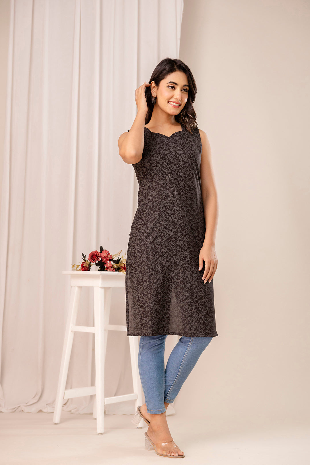 Black Printed Kurta