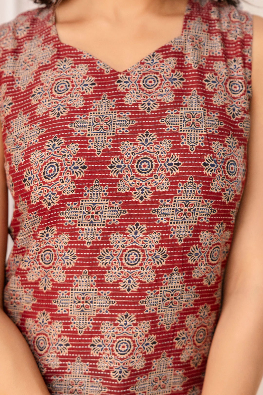 Maroon Printed Kurta