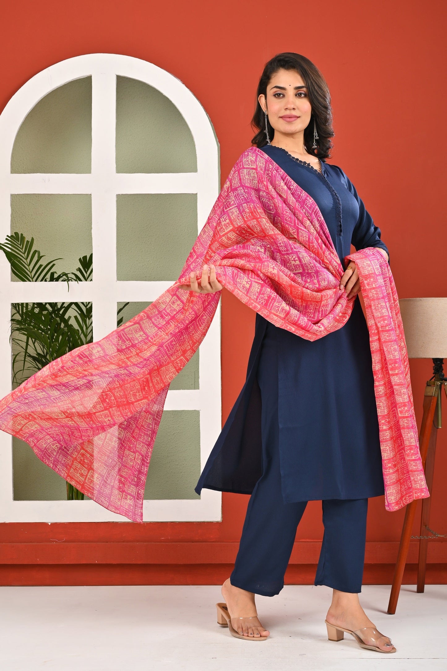 Blue Solid Kurta Set with Dupatta
