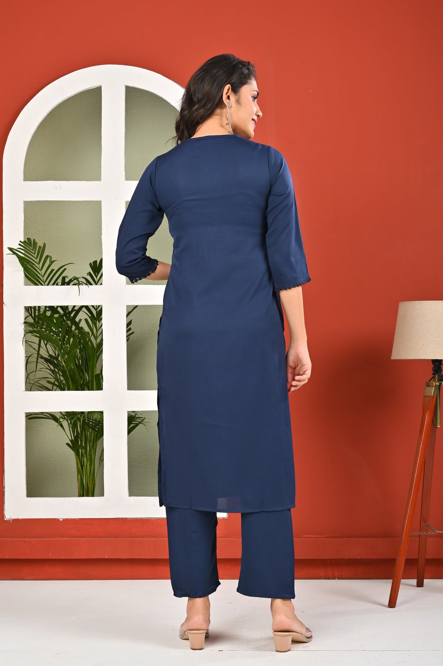 Blue Solid Kurta Set with Dupatta