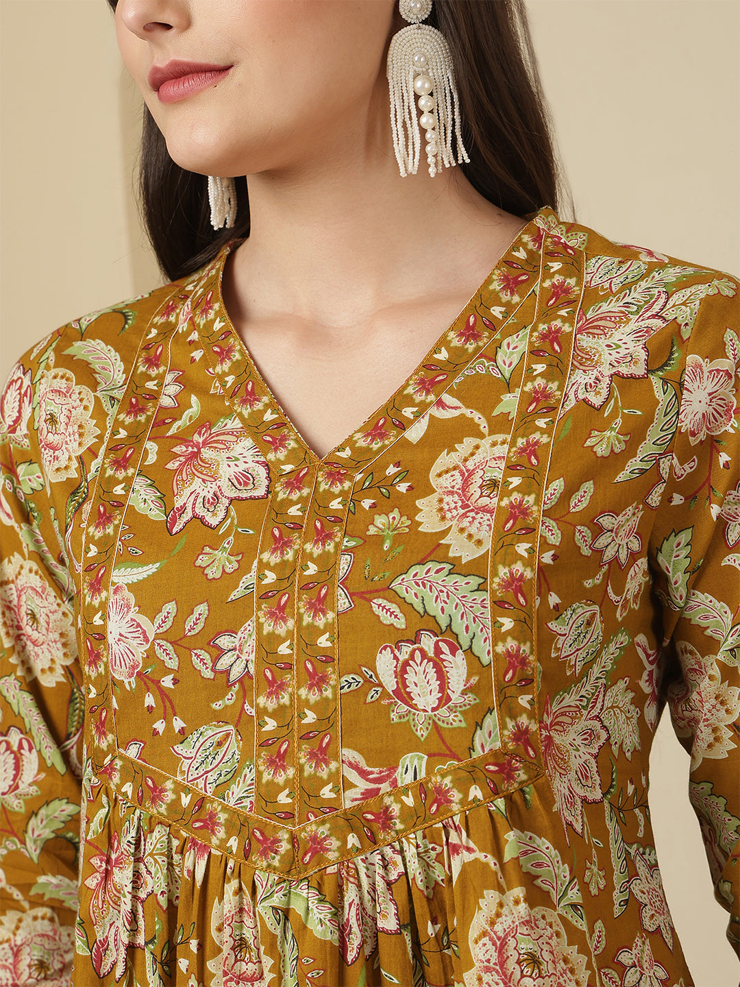 Mustard Floral Printed Top