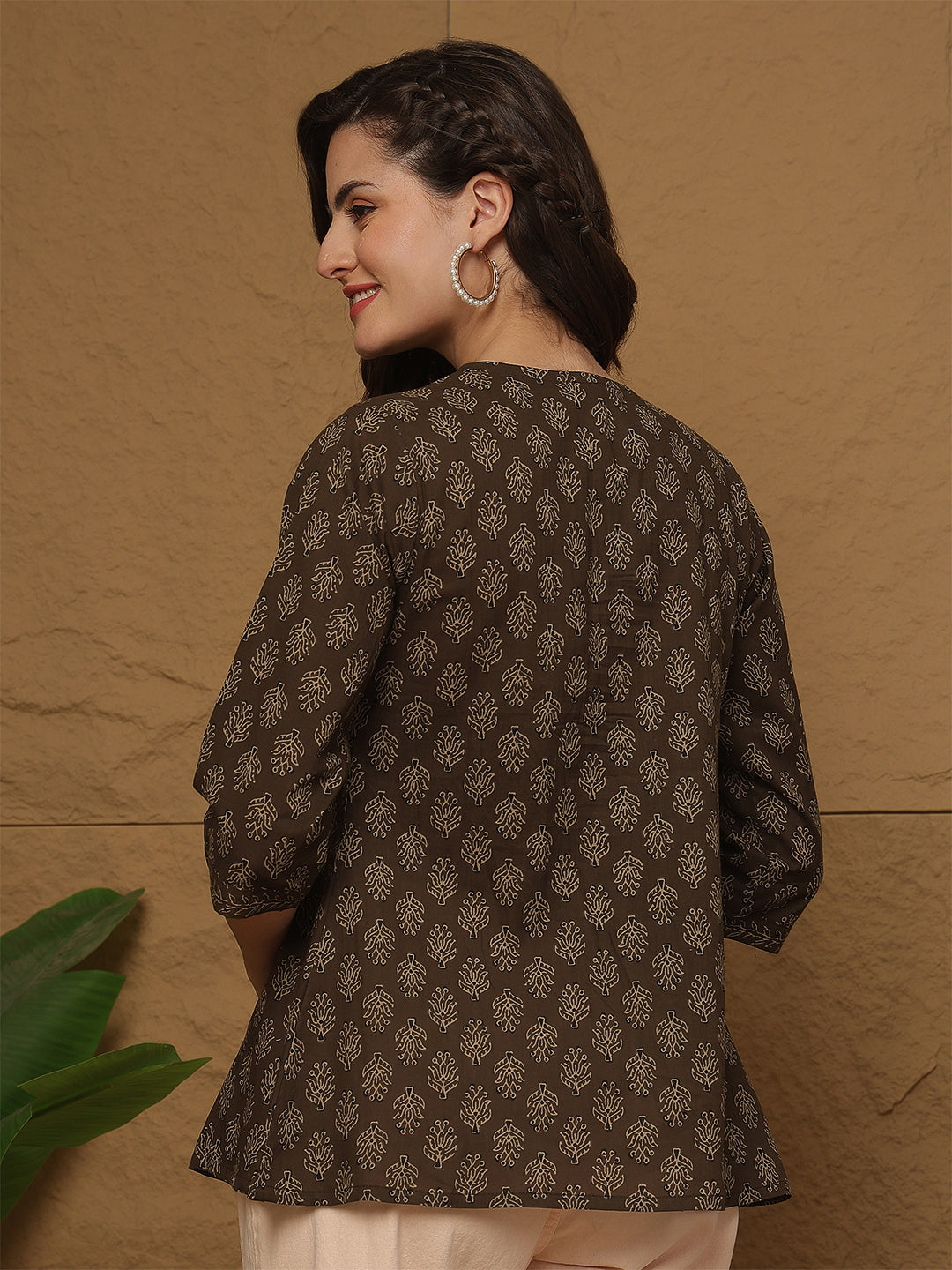 Brown Printed Top