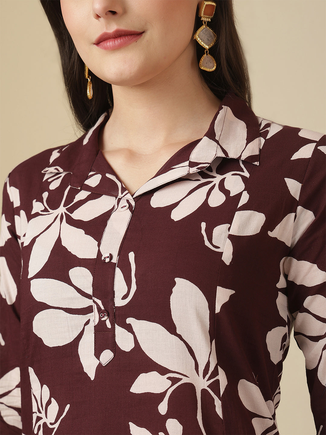 Burgundy Floral Printed Co-Ord Set