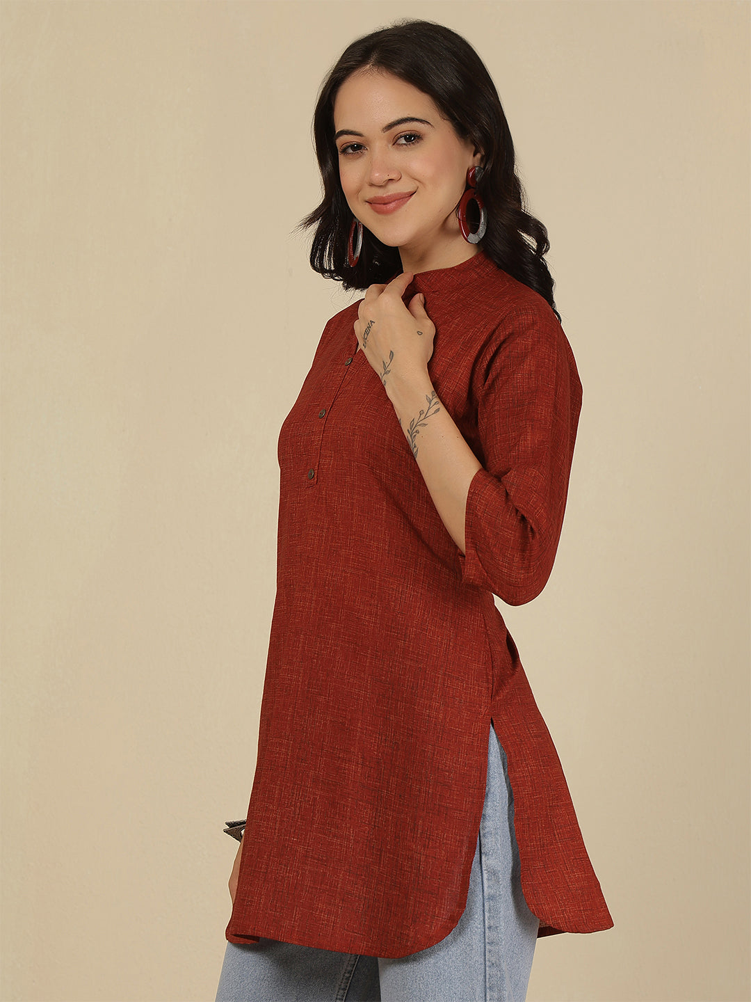 Maroon Solid Straight Tunic