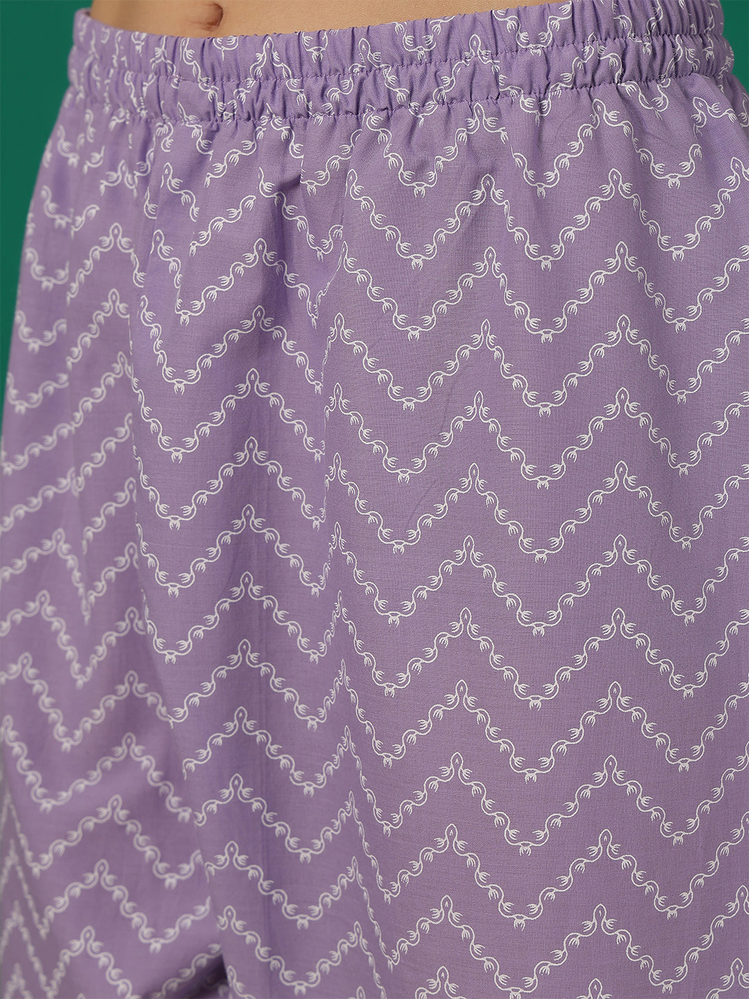 Purple Printed Kurta Set with Dupatta