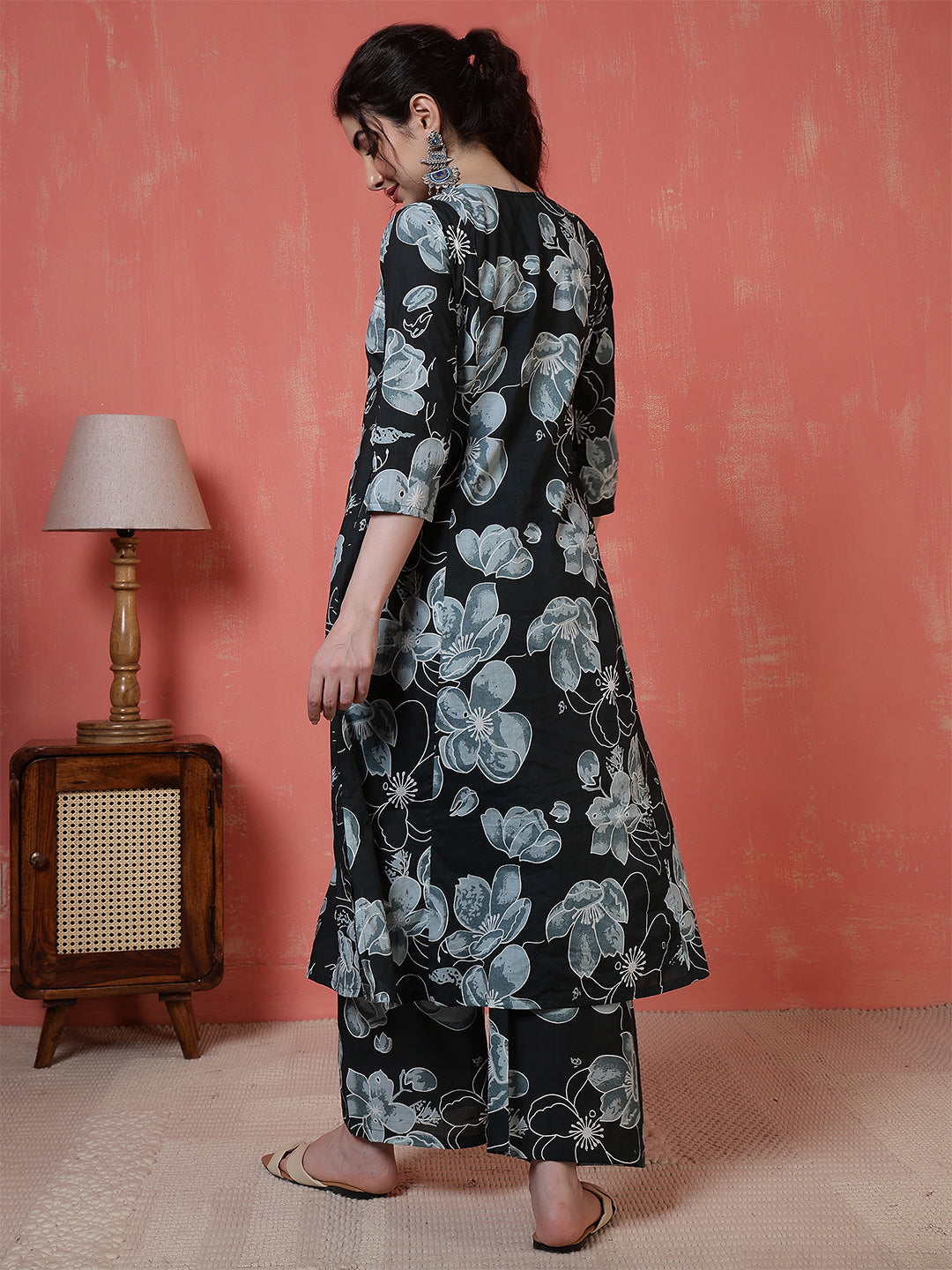 Black Floral Printed Co-Ord Set