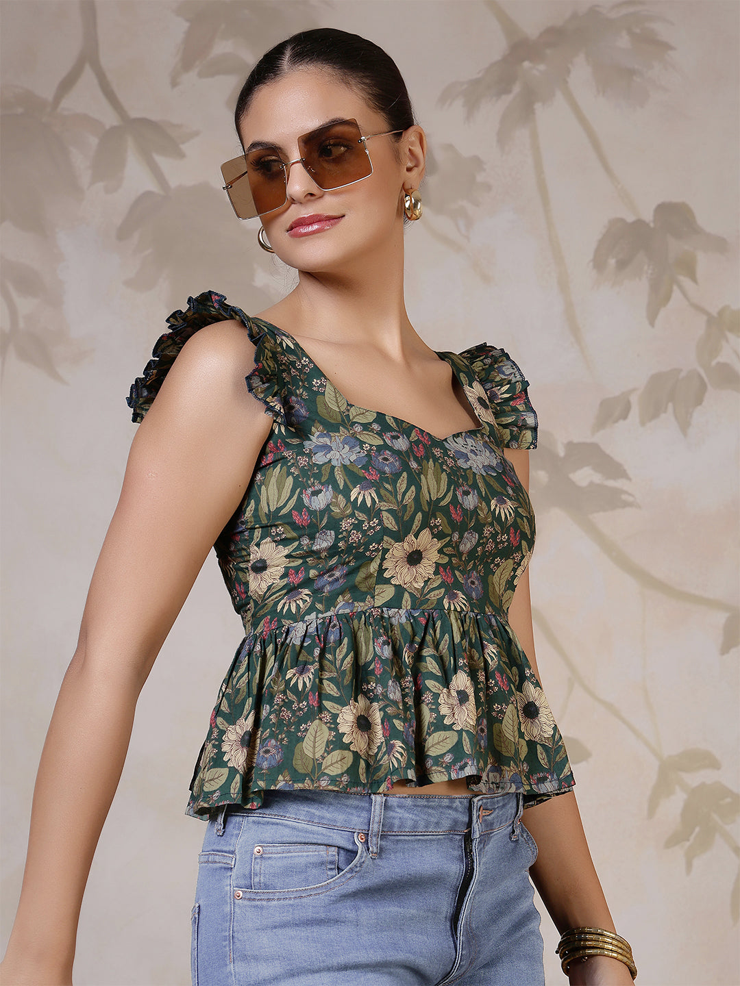 Green Printed Top