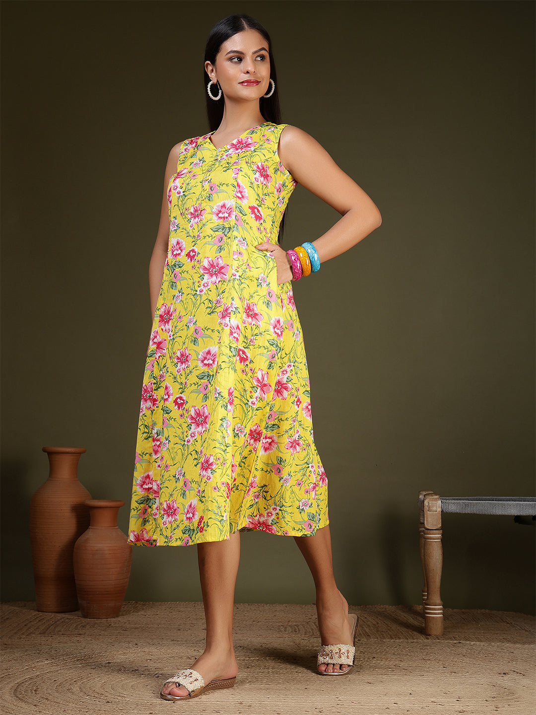Yellow Printed Dress