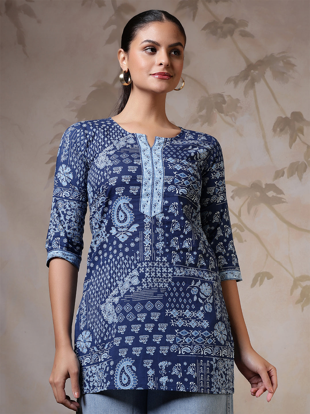 Blue Printed Straight Tunic