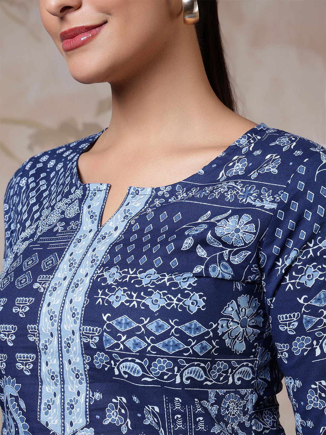Blue Printed Straight Tunic