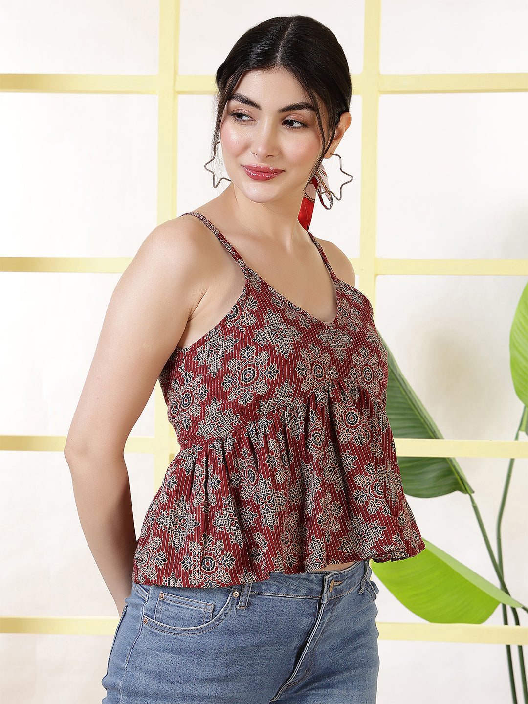 Women Maroon Printed Top