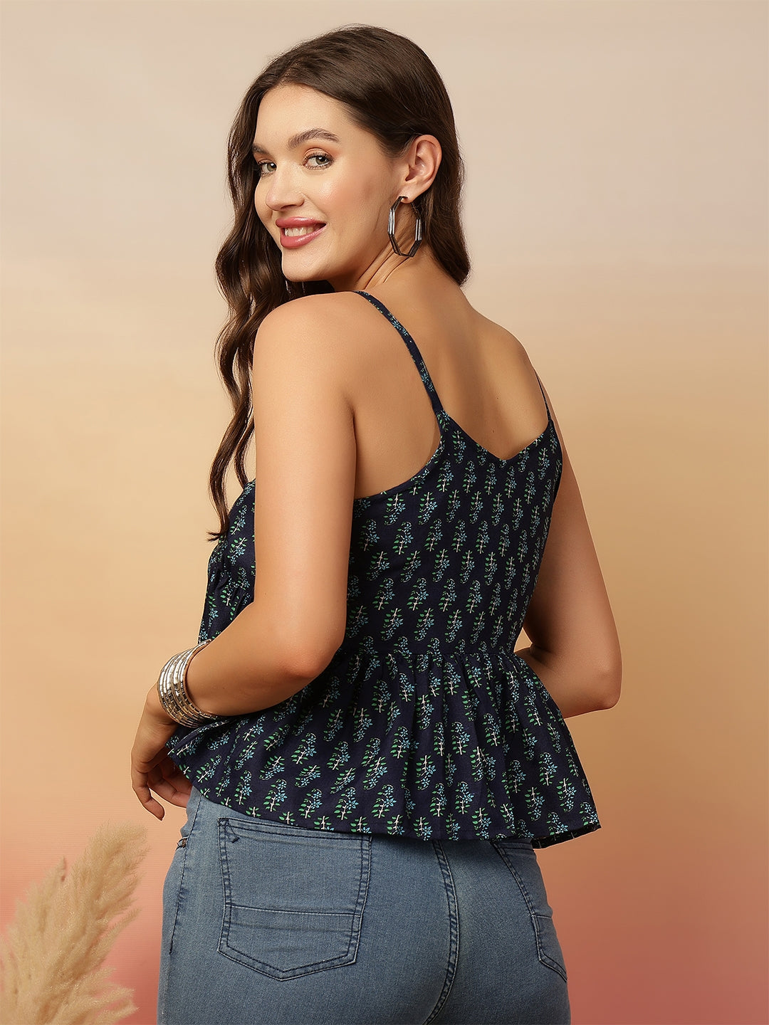 Women Blue Printed Top