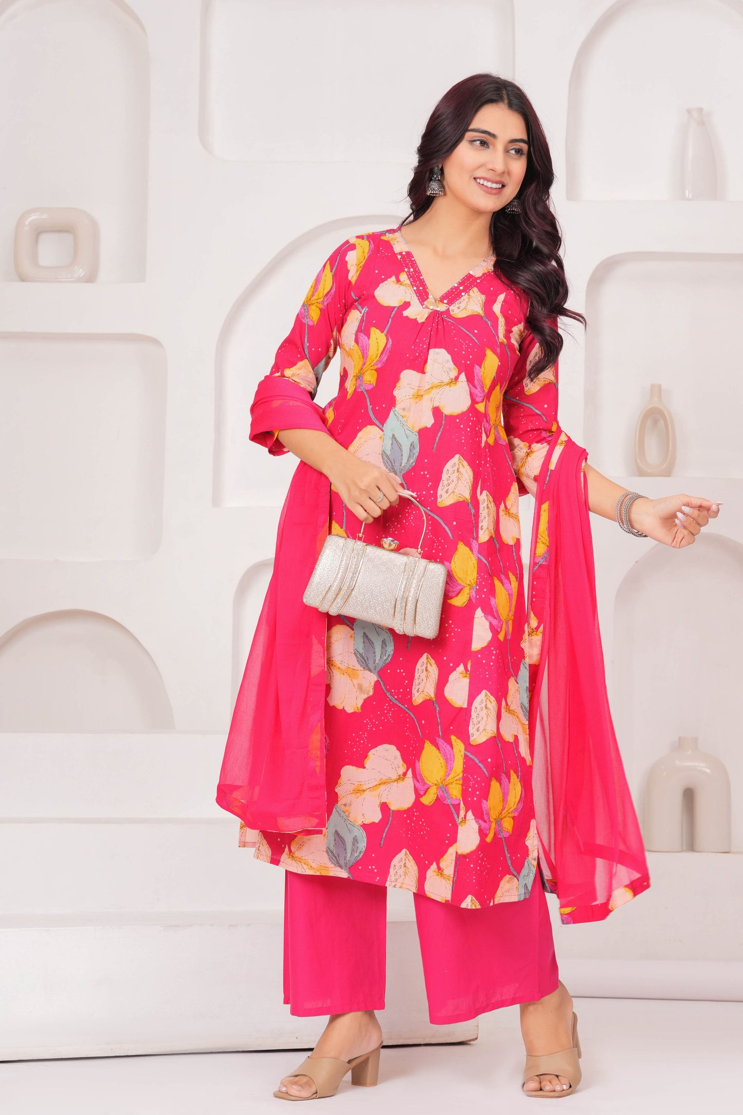Printed Straight Kurta Set With Dupatta for Women