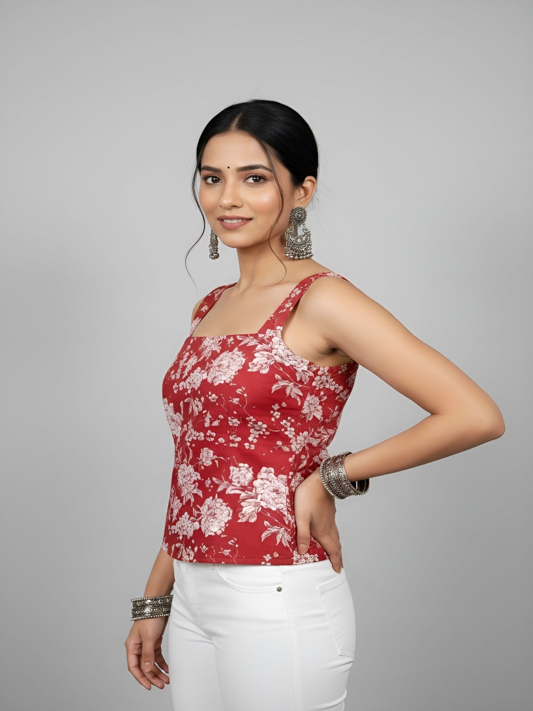 Women Red Printed Top