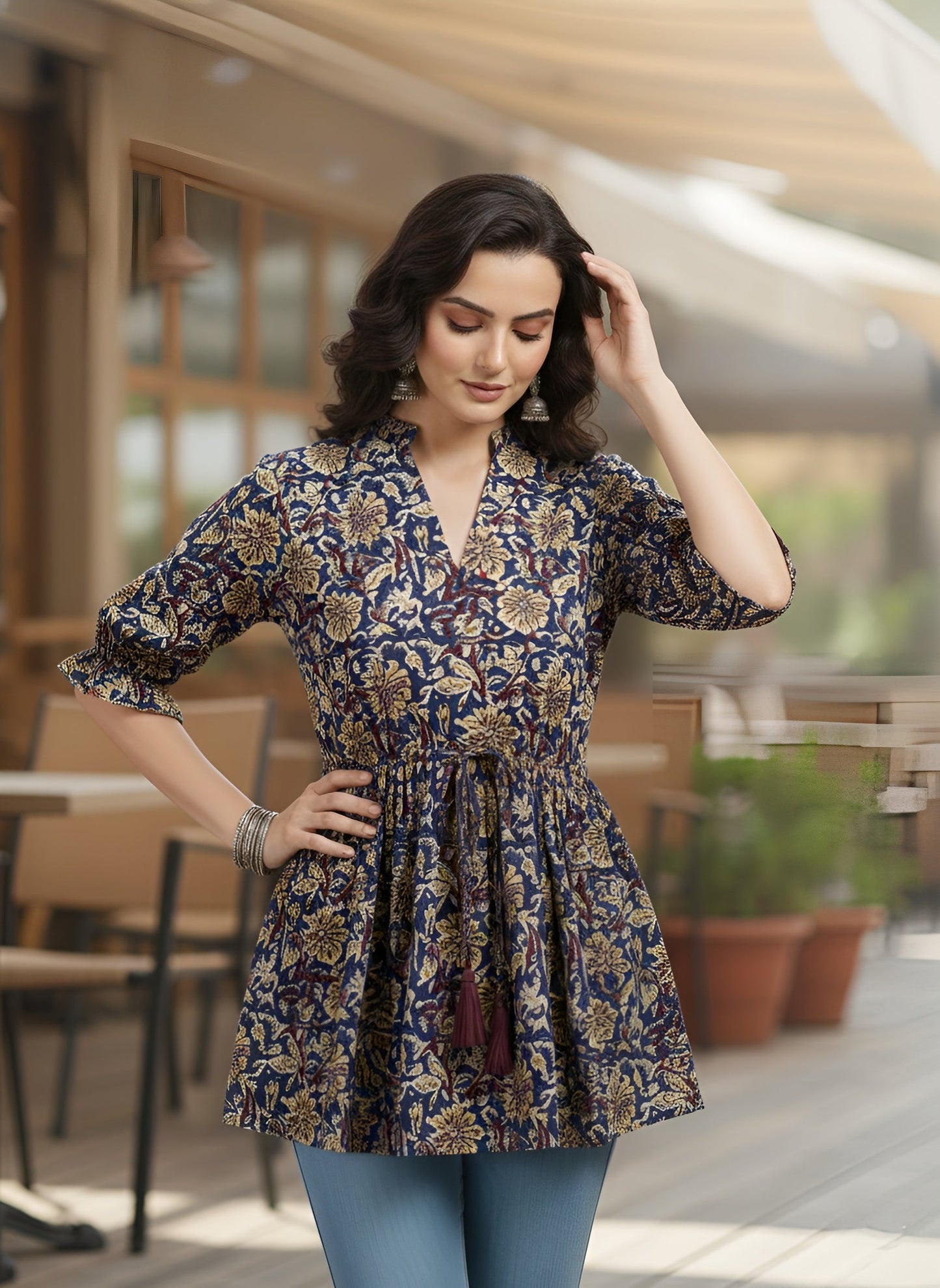 Printed Peplum Tunic