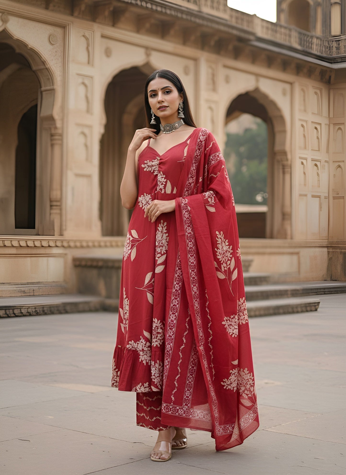 Printed Straight Kurta Set With Dupatta for Women