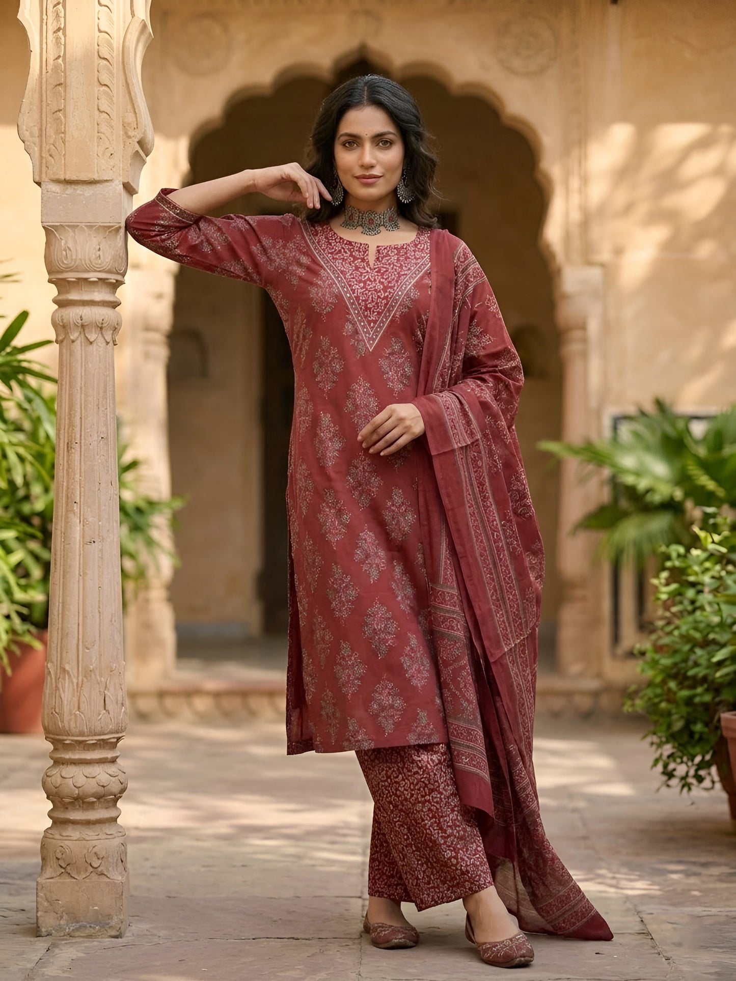 Printed Straight Kurta Set With Dupatta