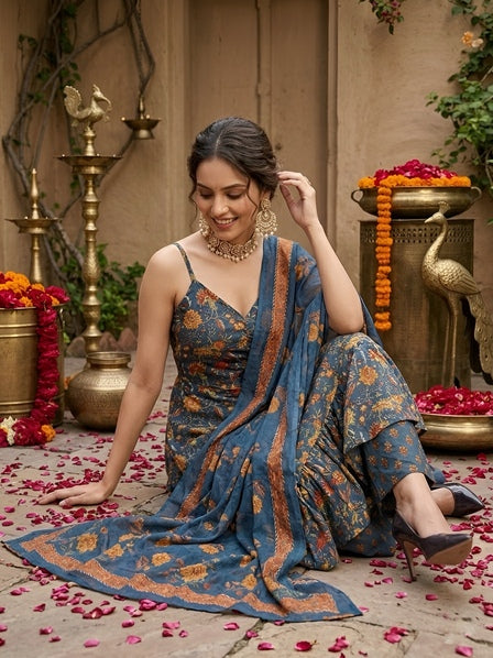 Printed Anarkali Kurta Set With Dupatta