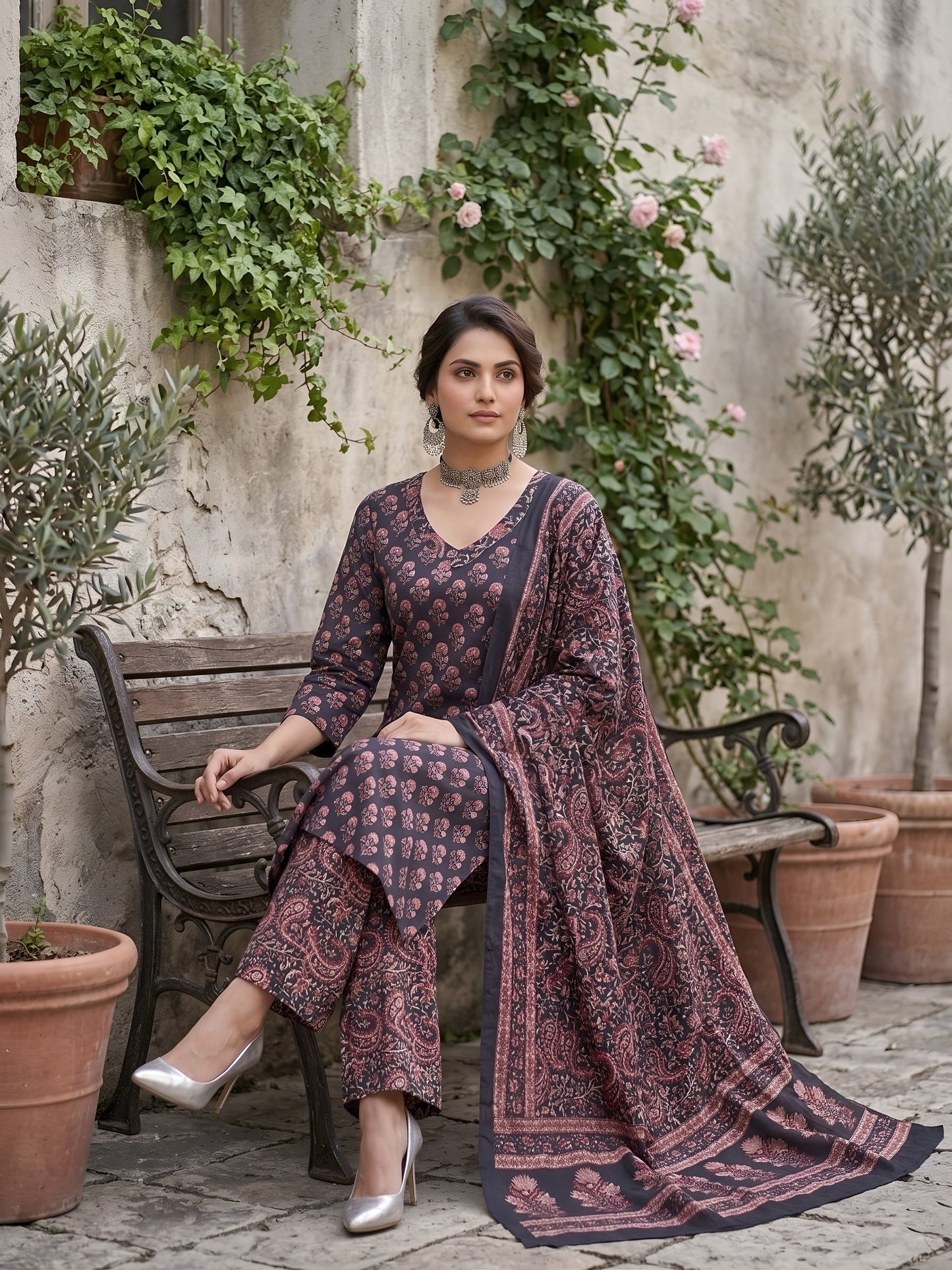 Printed Straight Kurta Set With Dupatta