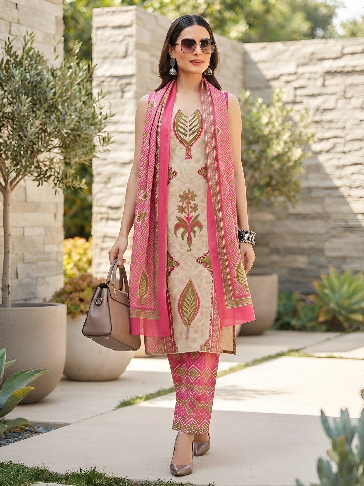 Printed Straight Kurta Set With Dupatta