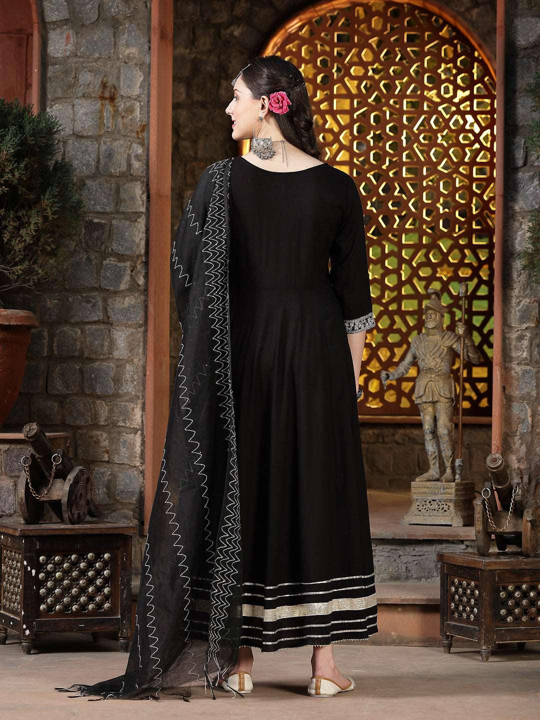 Embroidered Rayon Anarkali Kurta with Dupatta