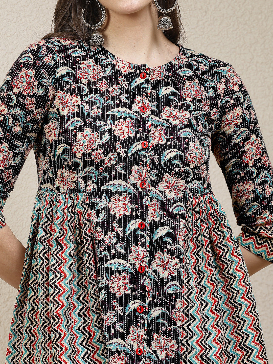 Floral Printed Cotton Peplum Top