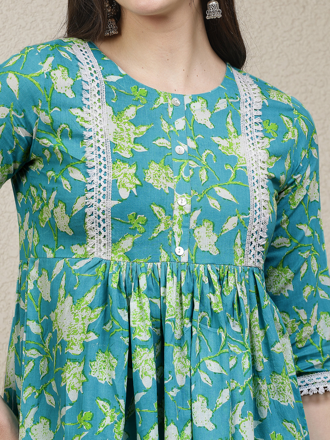 Floral Printed Cotton Peplum Top