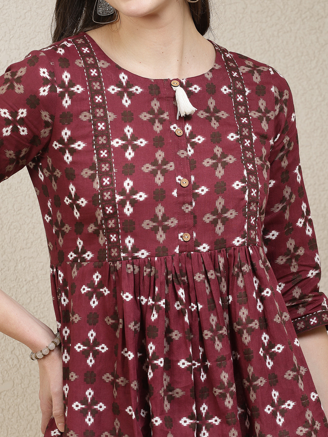 Dabu Printed Cotton Peplum Top