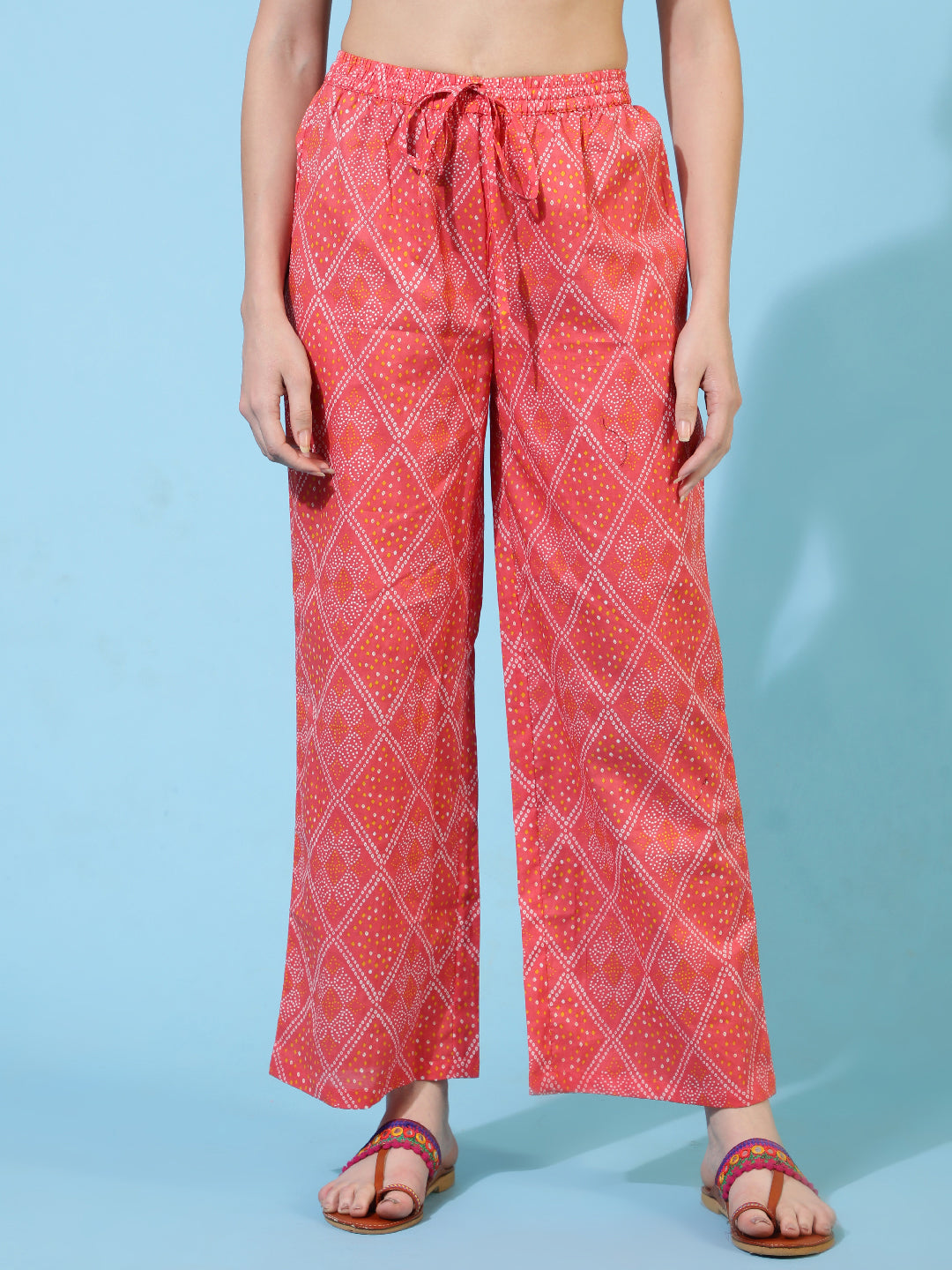 Cotton Calf Length Printed Flared 3/4 Sleeves V-Neck Kurta Bottom Dupatta Set