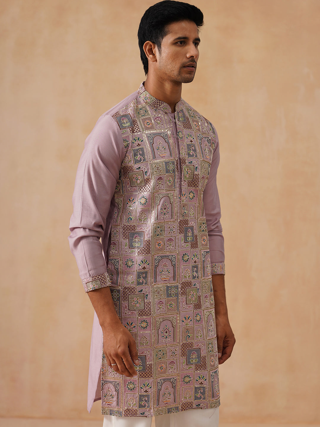 Silk Blend Embroidered Kurta