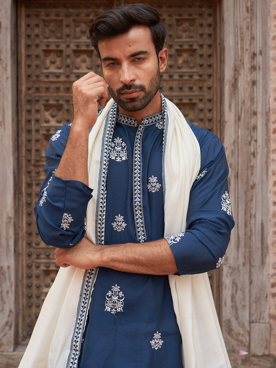 Teal Embroidered Kurta Salwar & Dupatta Set,
