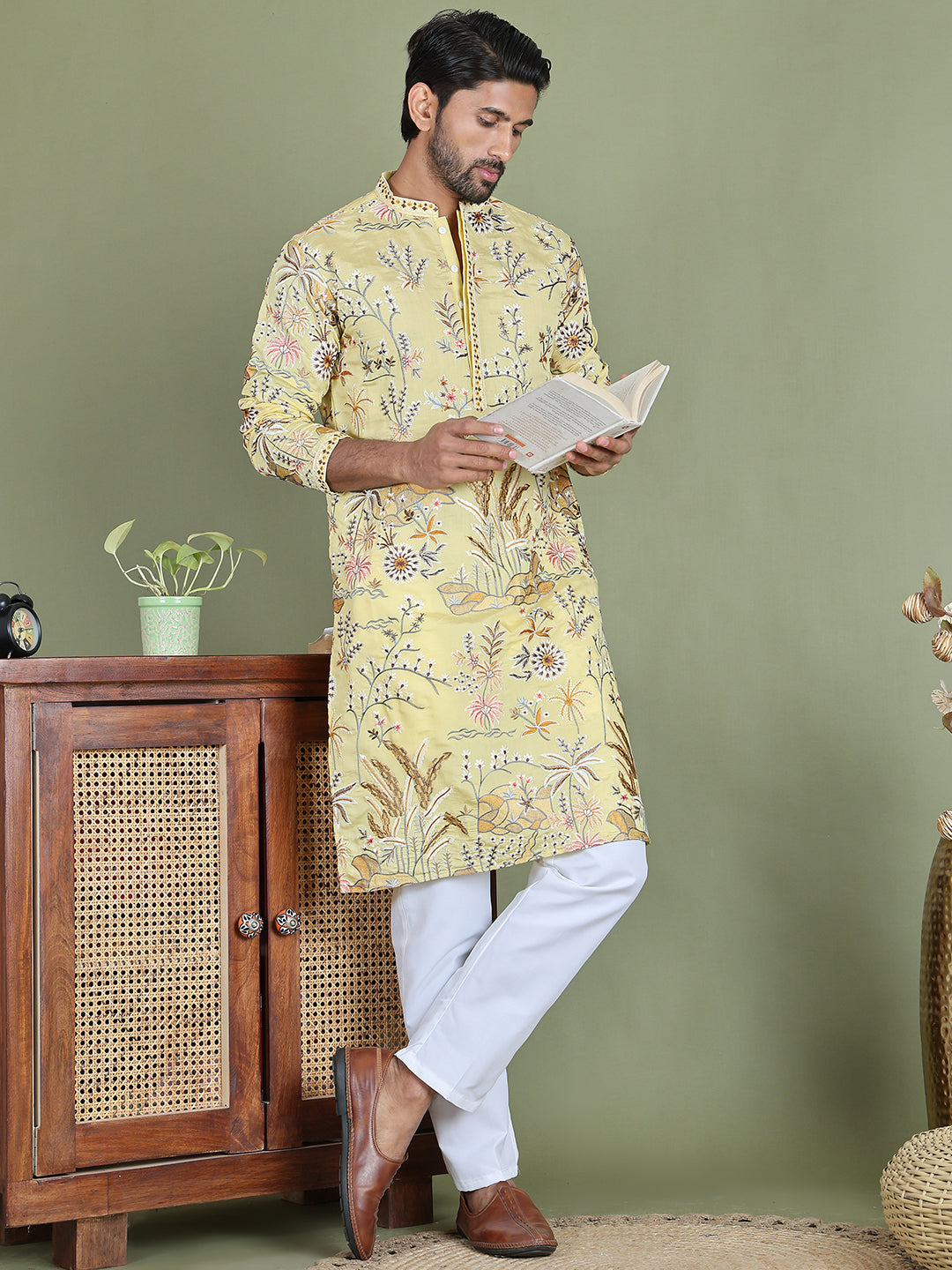 Men White Solid Pant Look Pyjama