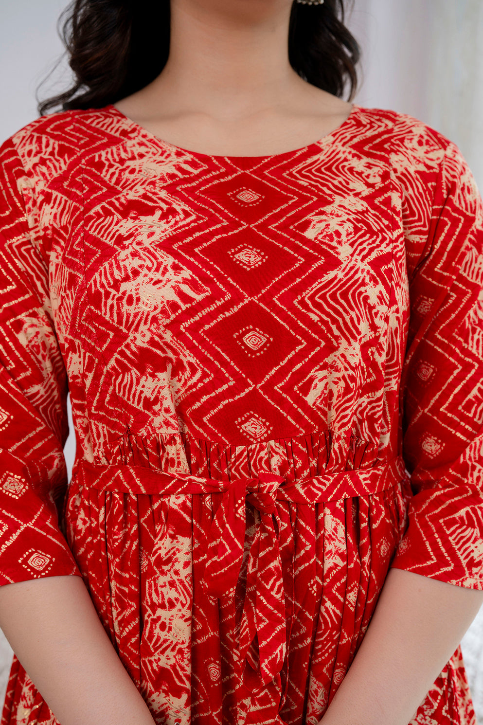Red Printed Maternity Dress