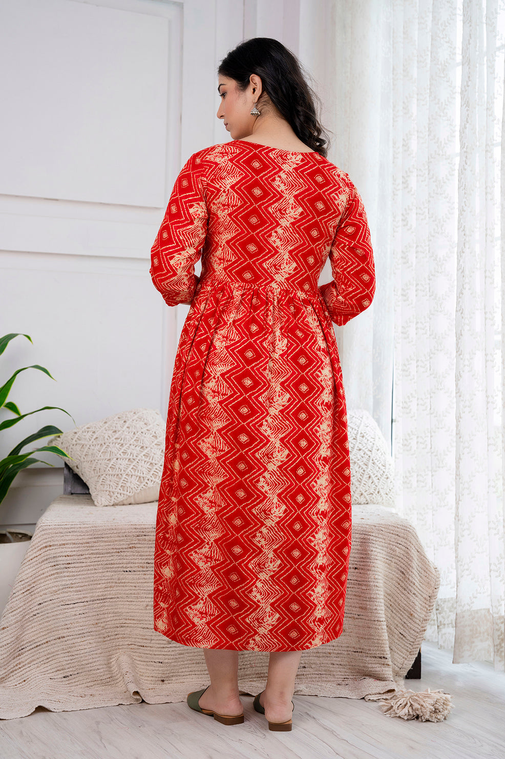 Red Printed Maternity Dress