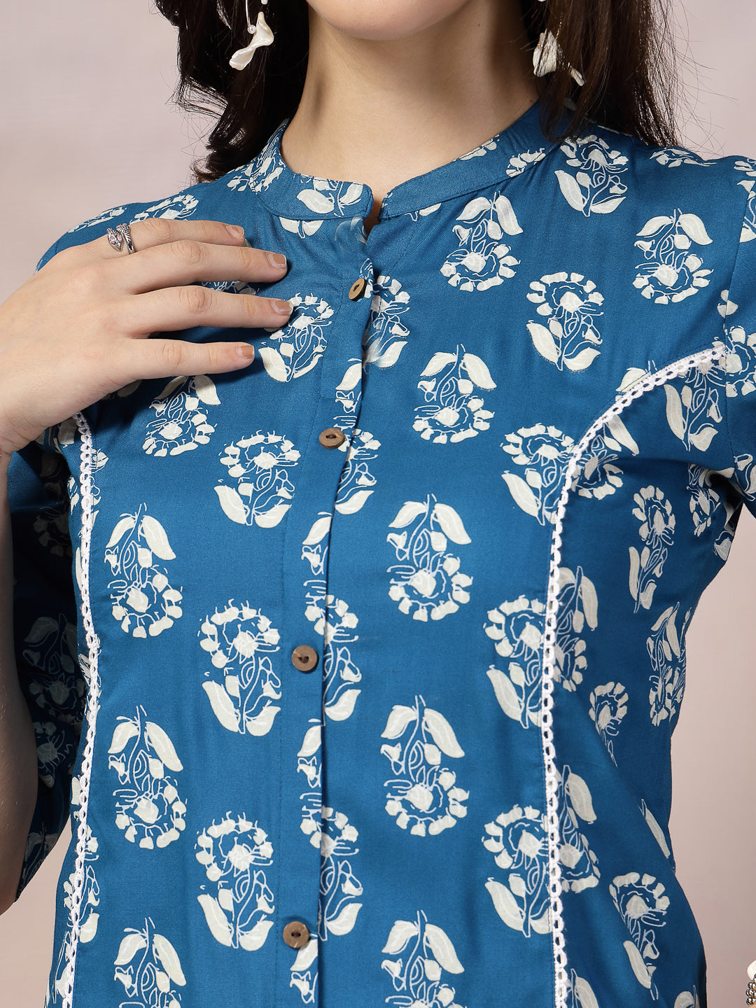 Floral Printed Rayon A-Line Kurta