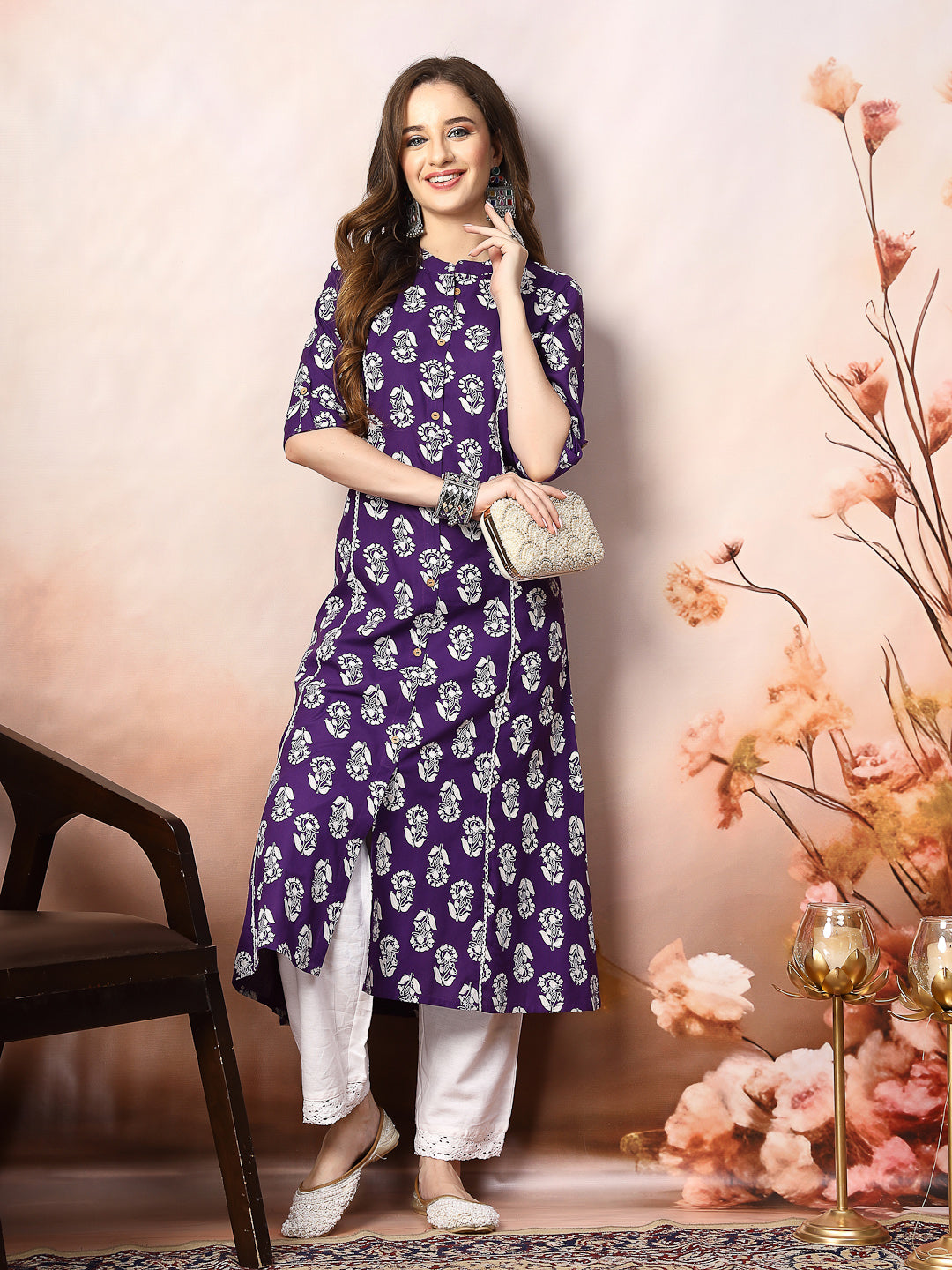 Floral Printed Rayon A-Line Kurta (Pre-Order)