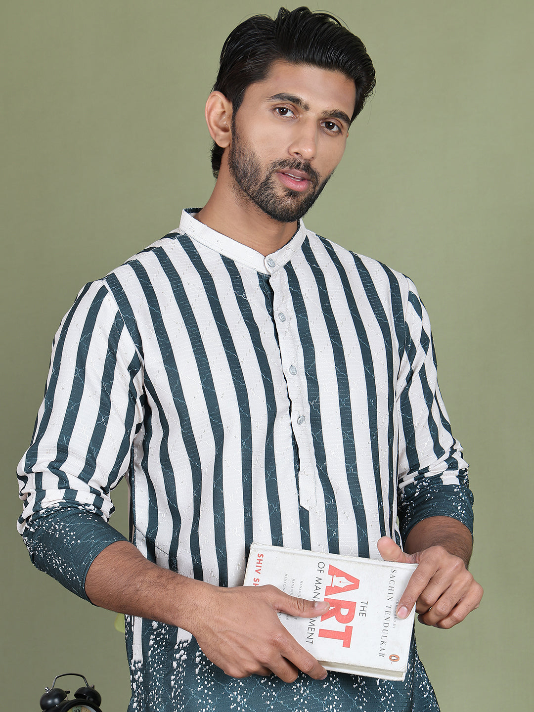 Striped Kurta Pyjama Set For Men